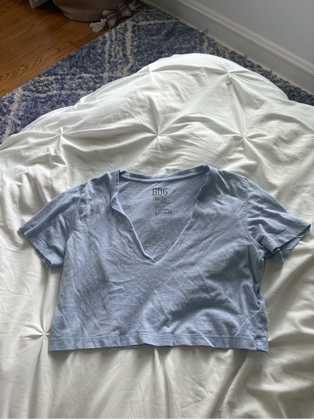 Urban Outfitters Light Blue V-Neck Crop Tee - Women’s Top
